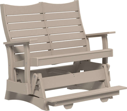 LuxCraft 4' Contour Balcony Glider in Weatherwood — 24-inch seat counter-height, long-life recycled poly