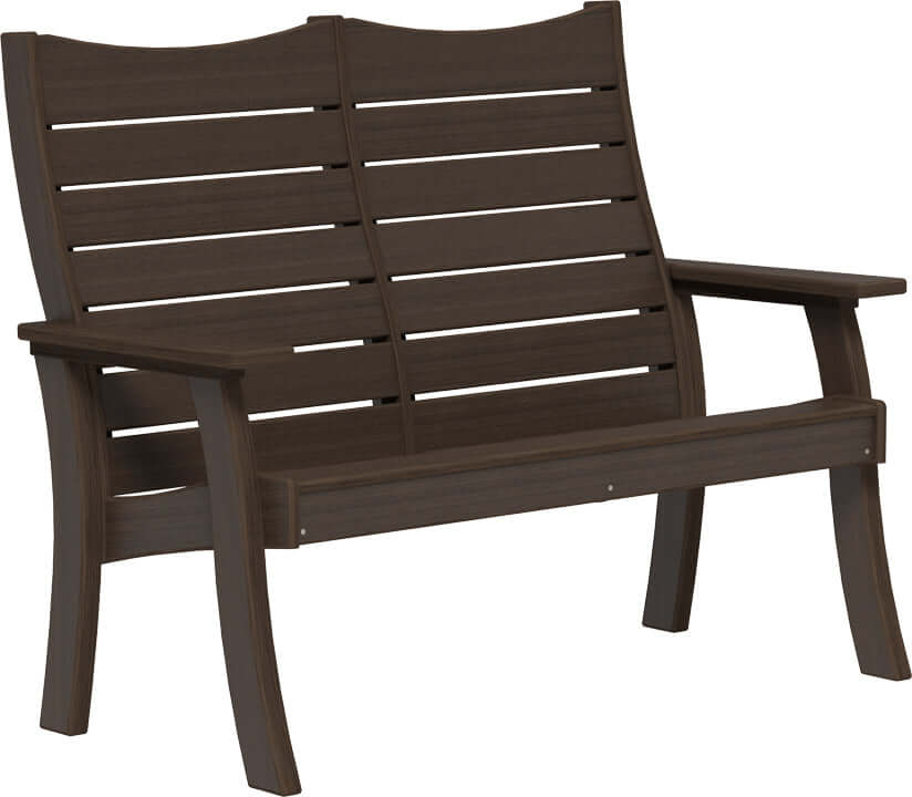 LuxCraft 4' Contour Outdoor Bench — Amish-crafted recycled poly, 20-year poly durability