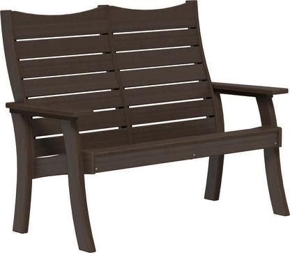LuxCraft 4' Contour Outdoor Bench — Amish-crafted recycled poly, 20-year poly durability