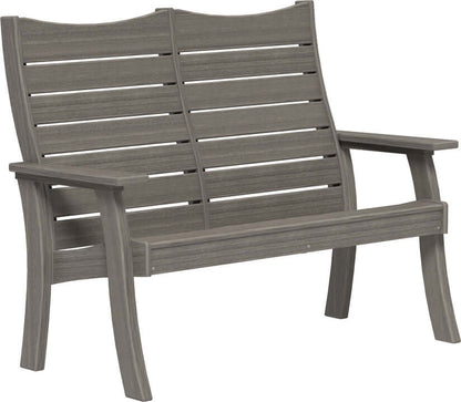 LuxCraft 4' Contour Outdoor Bench in Coastal Gray — wide poly bench seat, long-life recycled poly