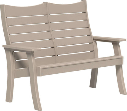 LuxCraft 4' Contour Outdoor Bench in Weatherwood — Amish-crafted recycled poly, commercial-grade poly
