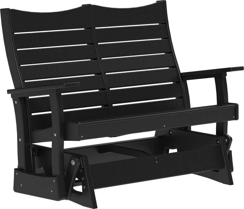 LuxCraft 4' Contour Poly Glider in Black — Amish-crafted recycled poly, 20-year poly durability