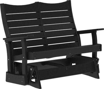 LuxCraft 4' Contour Poly Glider in Black — Amish-crafted recycled poly, 20-year poly durability