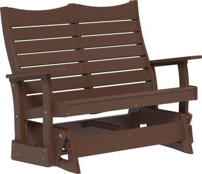 LuxCraft 4' Contour Poly Glider in Chestnut Brown — shaped curved-back glider, long-life recycled poly