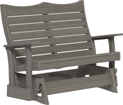 LuxCraft 4' Contour Poly Glider in Coastal Gray — ergonomic contoured backrest for outdoor use