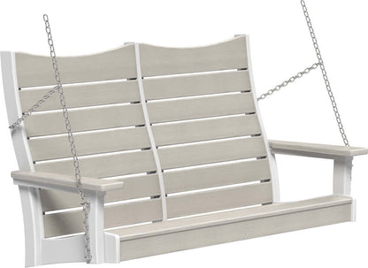 LuxCraft 4' Contour Swing | Outdoor Swing in Birch and White — Amish-crafted recycled poly, commercial-grade poly
