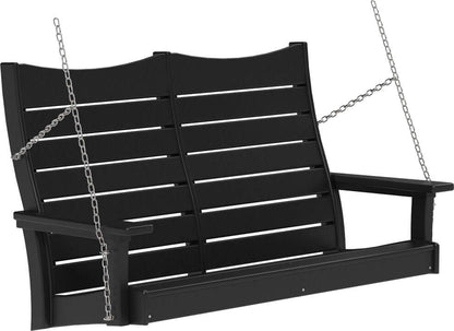 LuxCraft 4' Contour Swing | Outdoor Swing in Black — Amish-crafted recycled poly, weather-resistant design