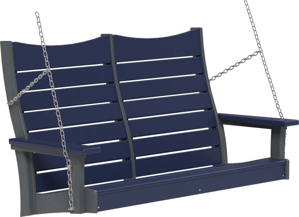 LuxCraft 4' Contour Swing | Outdoor Swing in Patriot Blue — front-porch hanging swing for front-porch hanging