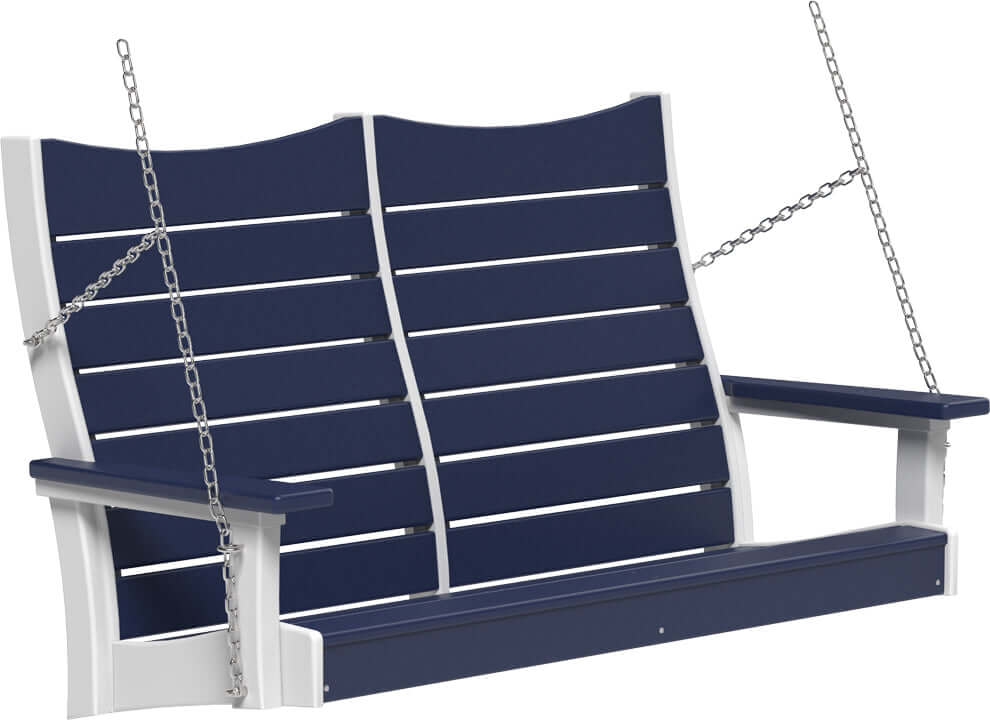 LuxCraft 4' Contour Swing | Outdoor Swing in Patriot Blue — front-porch hanging swing for front-porch hanging