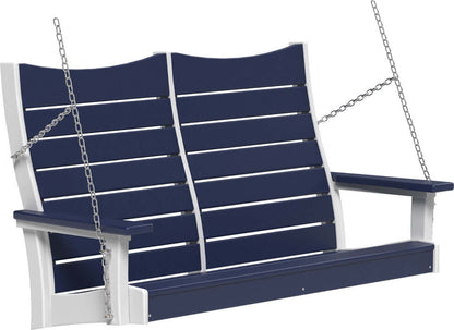 LuxCraft 4' Contour Swing | Outdoor Swing in Patriot Blue — front-porch hanging swing for front-porch hanging