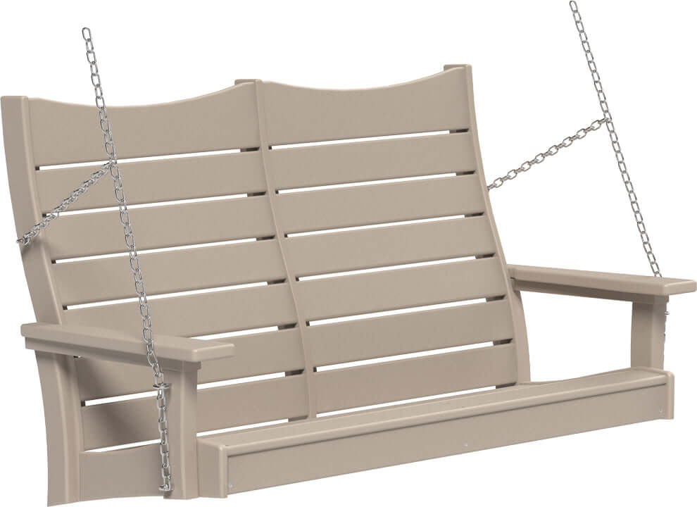 LuxCraft 4' Contour Swing | Outdoor Swing in Weatherwood — Amish-crafted recycled poly, 20-year poly durability