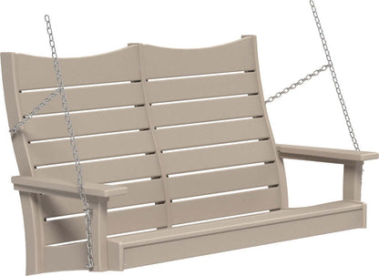 LuxCraft 4' Contour Swing | Outdoor Swing in Weatherwood — Amish-crafted recycled poly, 20-year poly durability