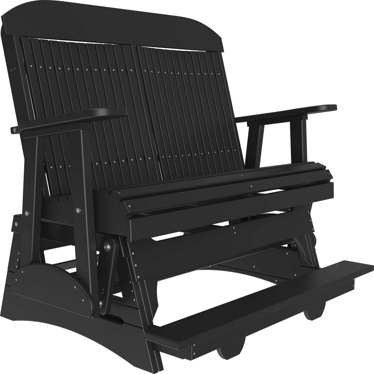 LuxCraft 4' Classic Balcony Glider in Black — 24-inch seat counter-height, fade-resistant poly