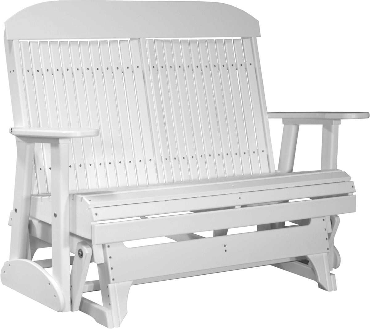 LuxCraft 4' Classic Glider in White — Amish-crafted recycled poly, 20-year poly durability
