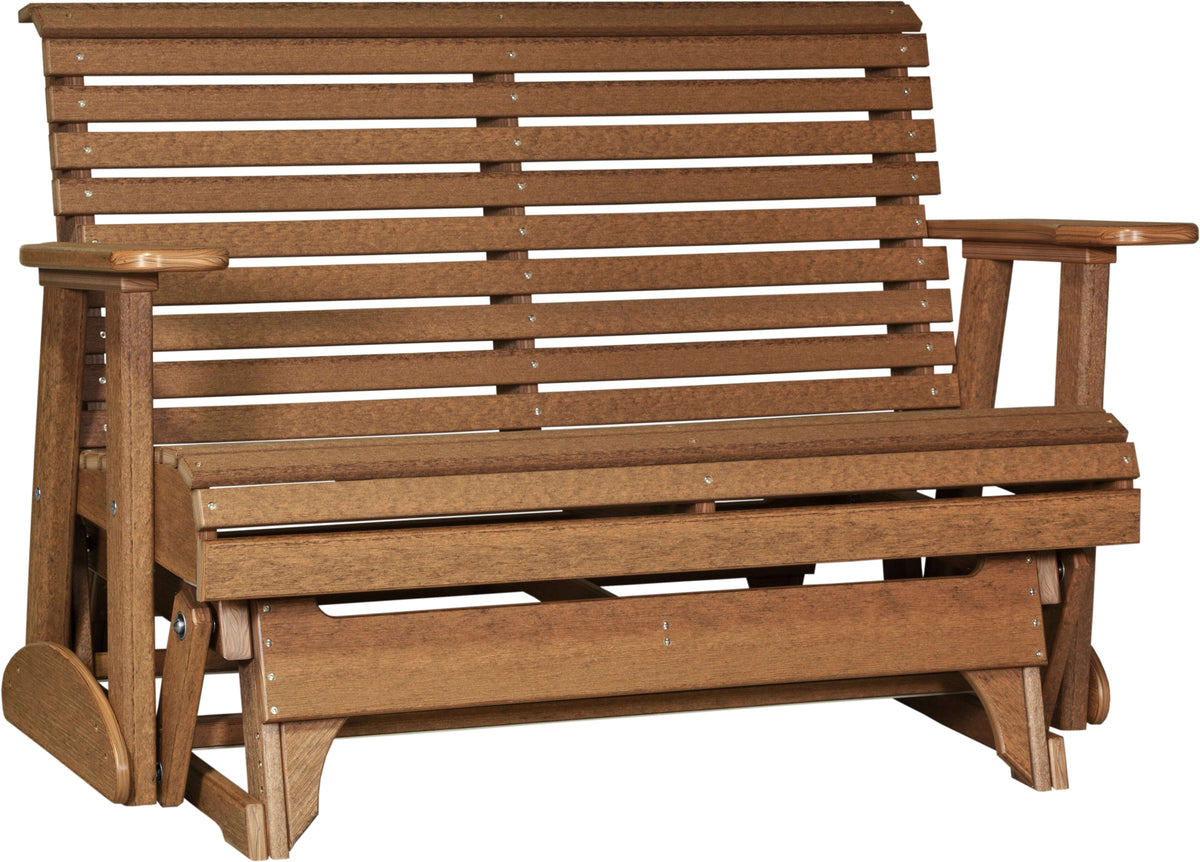 LuxCraft 4' Plain Glider in Antique Mahogany — streamlined glider design, fade-resistant poly
