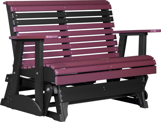 LuxCraft 4' Plain Glider in Cherrywood and Black — Amish-crafted recycled poly, weather-resistant design