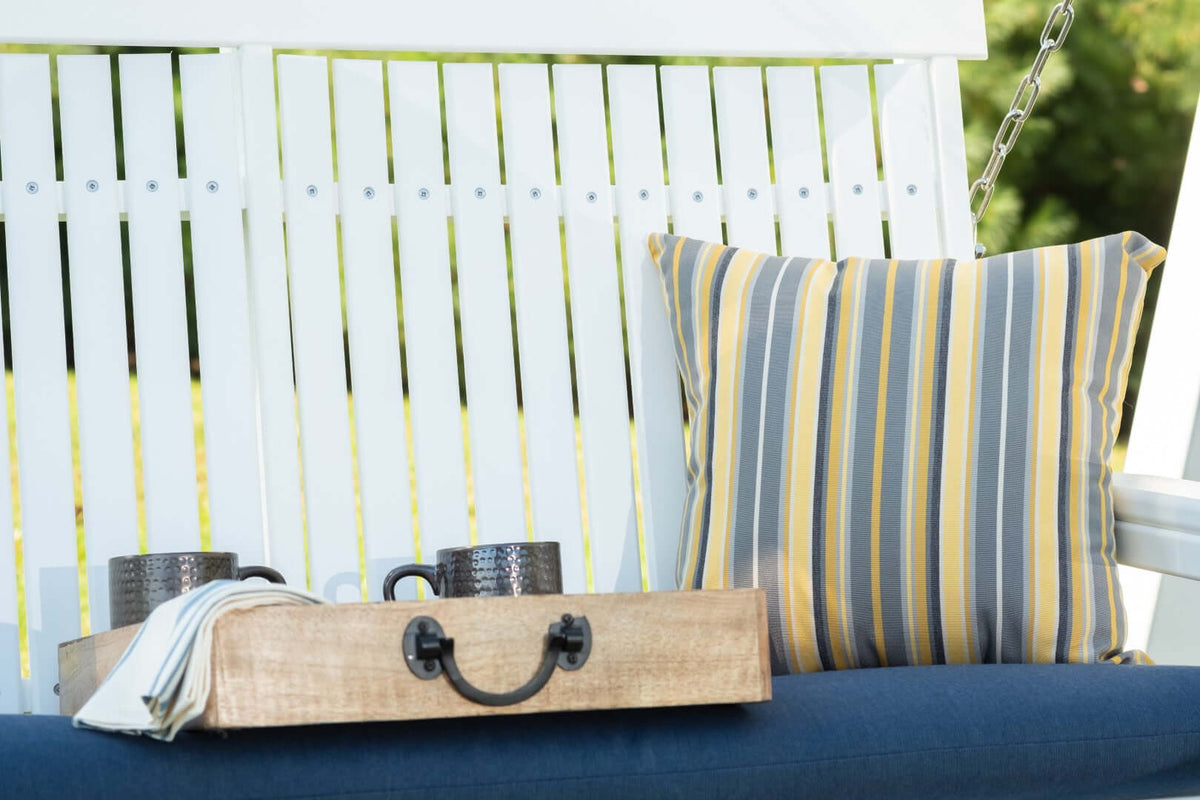LuxCraft 4' Classic Porch Swing in White positioned for front-porch hanging — all-weather outdoor build
