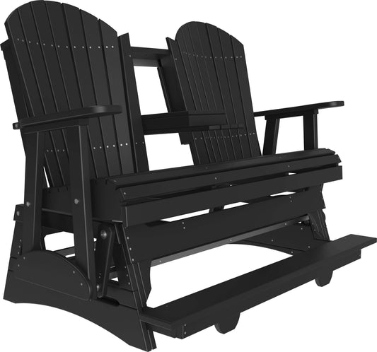 LuxCraft 5' Adirondack Balcony Glider in Black — 24-inch seat counter-height, long-life recycled poly