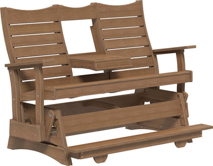 LuxCraft 5' Contour Balcony Glider in Antique Mahogany — Amish-crafted recycled poly, weather-resistant design