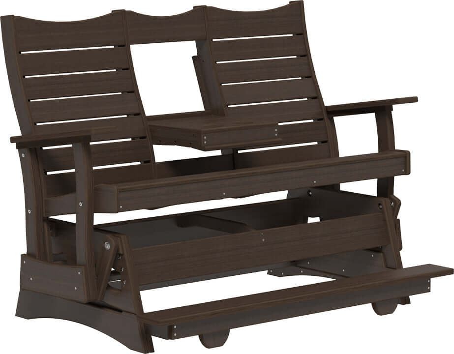 LuxCraft 5' Contour Balcony Glider — 24-inch seat counter-height, recycled HDPE construction