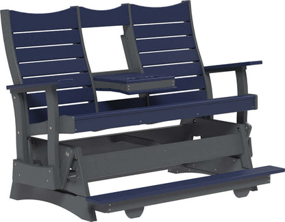 LuxCraft 5' Contour Balcony Glider in Patriot Blue — 24-inch seat counter-height, recycled HDPE construction