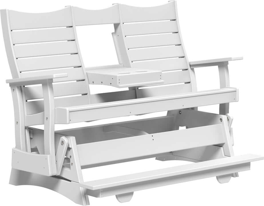 LuxCraft 5' Contour Balcony Glider in White — Amish-crafted recycled poly, commercial-grade poly