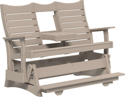 LuxCraft 5' Contour Balcony Glider in Weatherwood — 24-inch seat counter-height, long-life recycled poly