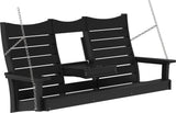 LuxCraft 5' Contour Swing | Outdoor Swing in Black — Amish-crafted recycled poly, weather-resistant design
