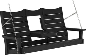 LuxCraft 5' Contour Swing | Outdoor Swing in Black — Amish-crafted recycled poly, weather-resistant design
