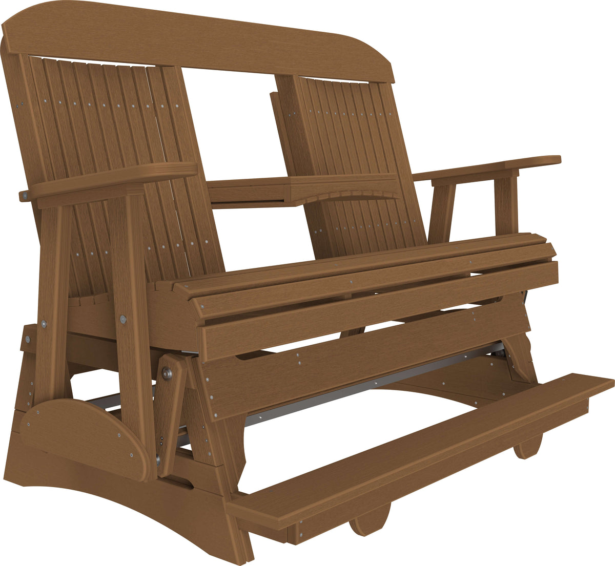 LuxCraft 5' Classic Balcony Glider in Antique Mahogany — Amish-crafted recycled poly, 20-year poly durability