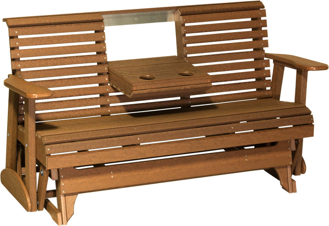 LuxCraft 5' Plain Glider in Antique Mahogany — streamlined glider design, fade-resistant poly