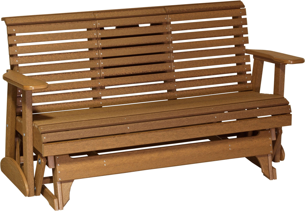LuxCraft 5' Plain Glider in Antique Mahogany — Amish-crafted recycled poly, weather-resistant design
