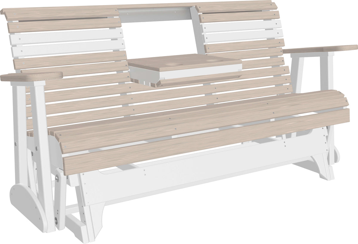 LuxCraft 5' Plain Glider in Birch and White — Amish-crafted recycled poly, 20-year poly durability