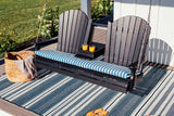 LuxCraft 5' Adirondack Swing in Black arranged for front-porch use — durable poly construction