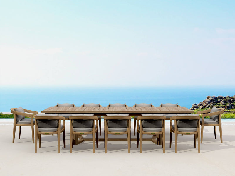 Anderson Teak Toscana 13-Piece Extendable Outdoor Dining Set