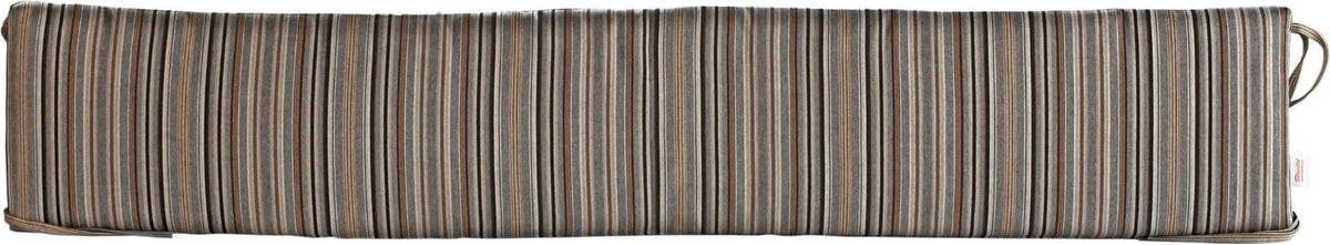 LuxCraft 72" Outdoor Café Bench Cushion positioned for outdoor seating comfort — all-weather outdoor build