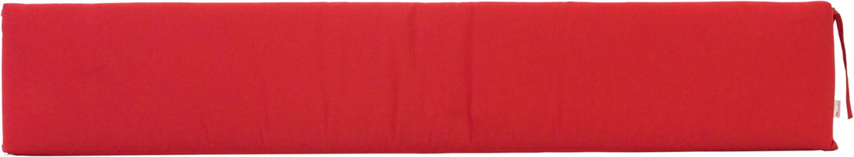 LuxCraft 72" Outdoor Café Bench Cushion in Red arranged for outdoor seating comfort — durable outdoor fabric