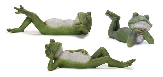 Melrose International Lounging Garden Frog Figurine (Set of 3)