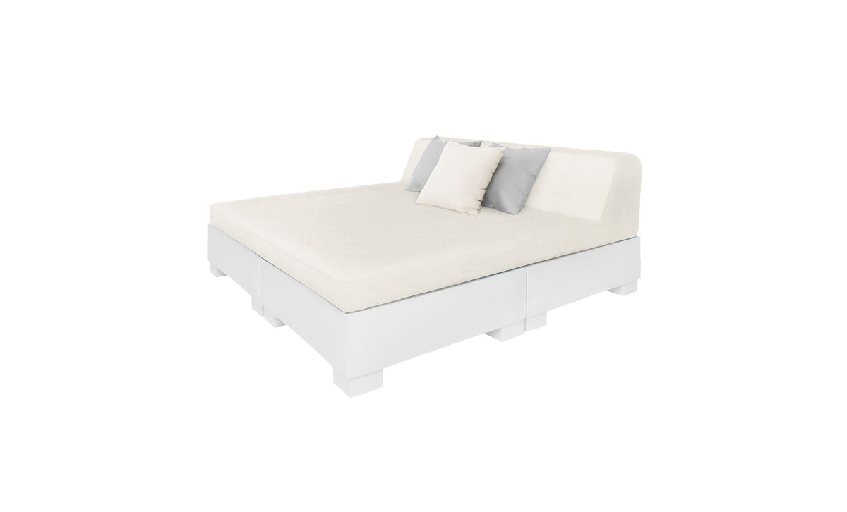 Ledge Lounger Affinity Square Sunbed with Backrest Cushion in White with White cushion
