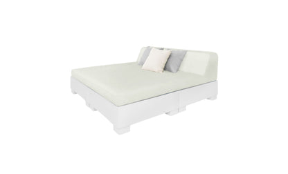 Ledge Lounger Affinity Square Sunbed with Backrest Cushion in White with Silver cushion
