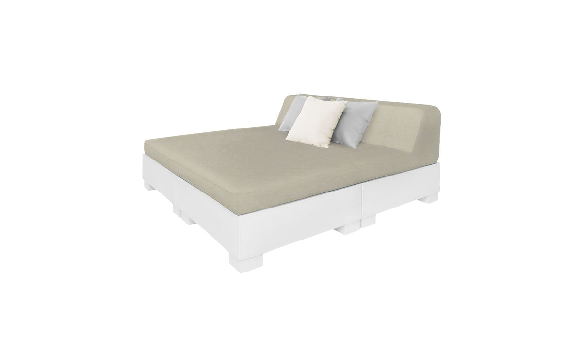 Ledge Lounger Affinity Square Sunbed with Backrest Cushion in White with Cadet Gray cushion