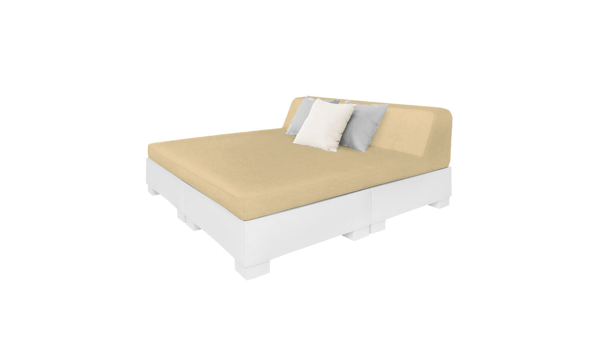 Ledge Lounger Affinity Square Sunbed with Backrest Cushion in White with Linen cushion