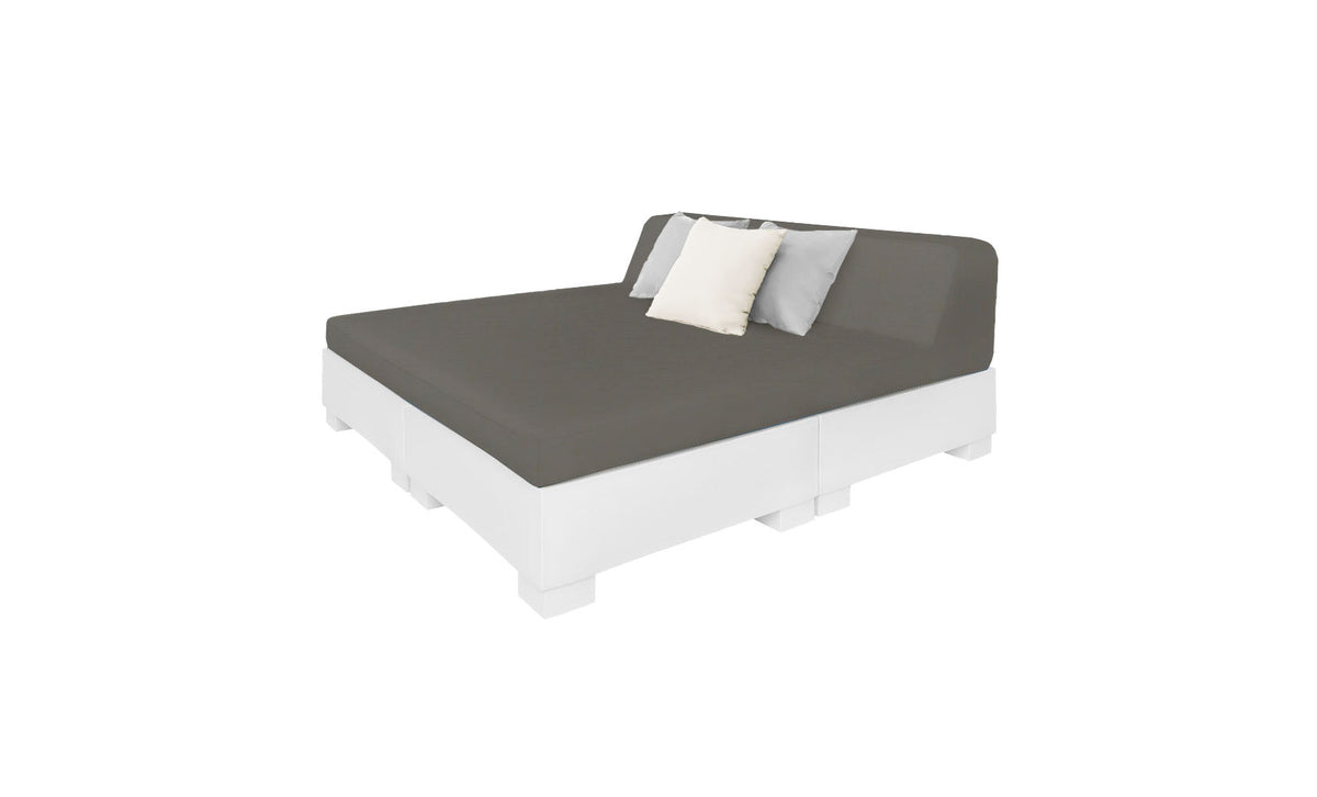 Ledge Lounger Affinity Square Sunbed with Backrest Cushion in White with Charcoal cushion