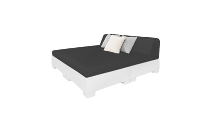 Ledge Lounger Affinity Square Sunbed with Backrest Cushion in White with Black cushion