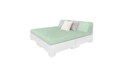 Ledge Lounger Affinity Square Sunbed with Backrest Cushion in White with Sea cushion