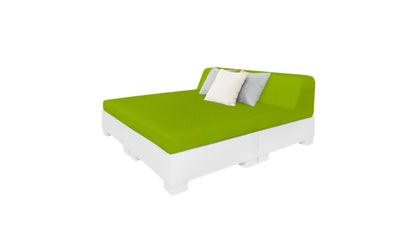 Ledge Lounger Affinity Square Sunbed with Backrest Cushion in White with Lime cushion