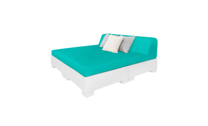 Ledge Lounger Affinity Square Sunbed with Backrest Cushion in White with Aruba cushion
