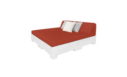 Ledge Lounger Affinity Square Sunbed with Backrest Cushion in White with Terracotta cushion