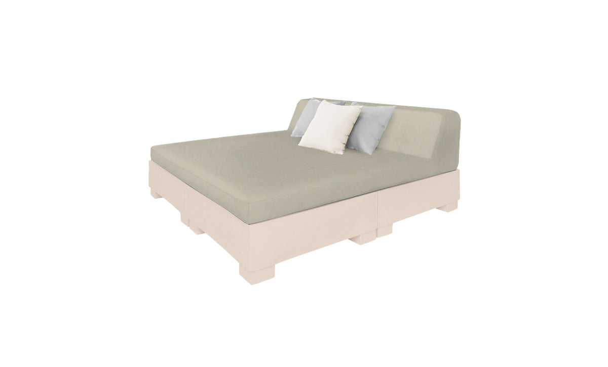 Ledge Lounger Affinity Square Sunbed with Backrest Cushion in Cloud with Cadet Gray cushion