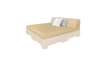 Ledge Lounger Affinity Square Sunbed with Backrest Cushion in Cloud with Linen cushion